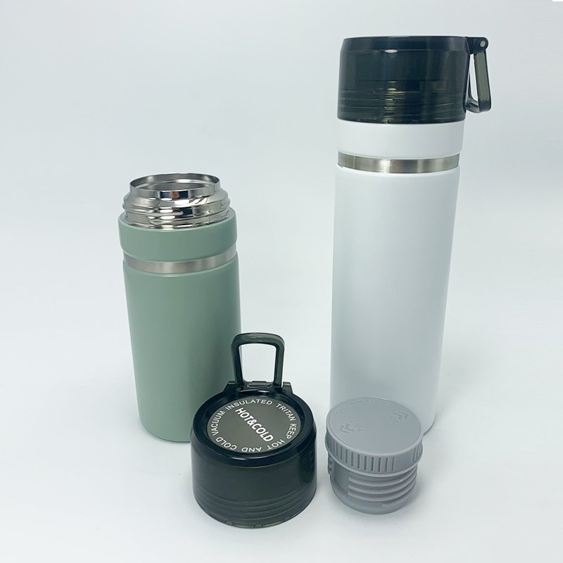 Go Quick premium double wall stainless steel water bottle vacuum insulated travel tumbler with handle lid