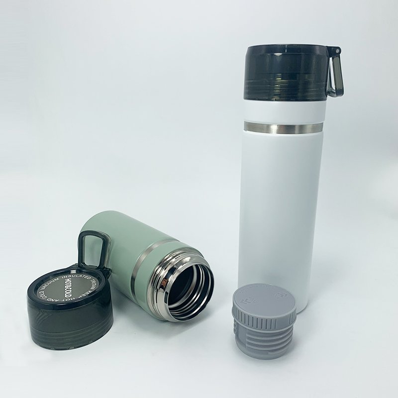 Go Quick premium double wall stainless steel water bottle vacuum insulated travel tumbler with handle lid