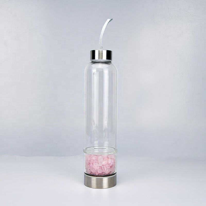 WEIFENG healing crystals rose quartz crystal water bottle crystal infused water bottle for gift