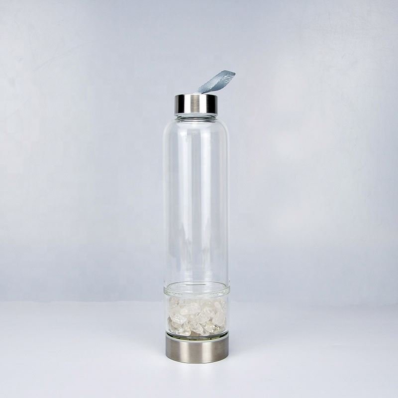 WEIFENG healing crystals rose quartz crystal water bottle crystal infused water bottle for gift