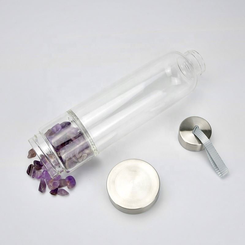 WEIFENG healing crystals rose quartz crystal water bottle crystal infused water bottle for gift