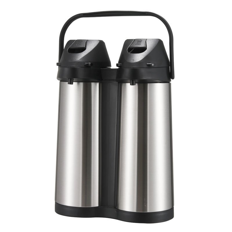 Dual Head Twins Thermal Insulation 1.9L Stainless Steel Vacuum Air Pressure Water Pump Pot Pump Pot Thermos