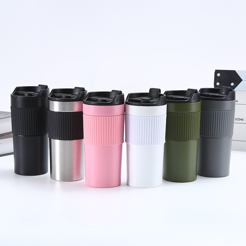 NXF 450ml Portable Thermos Cup Stainless Steel hand press Coffee cup with French press rod Strainer cup Business Insulated mug