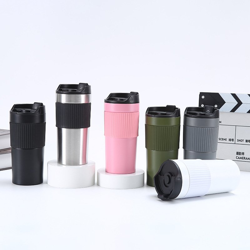 NXF 450ml Portable Thermos Cup Stainless Steel hand press Coffee cup with French press rod Strainer cup Business Insulated mug
