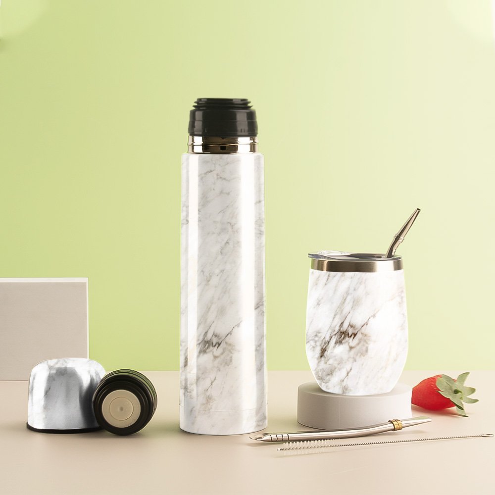 Stainless Steel Yerba Mate Cup Tea Set Large Capacity Vacuum Flask Customized Logo