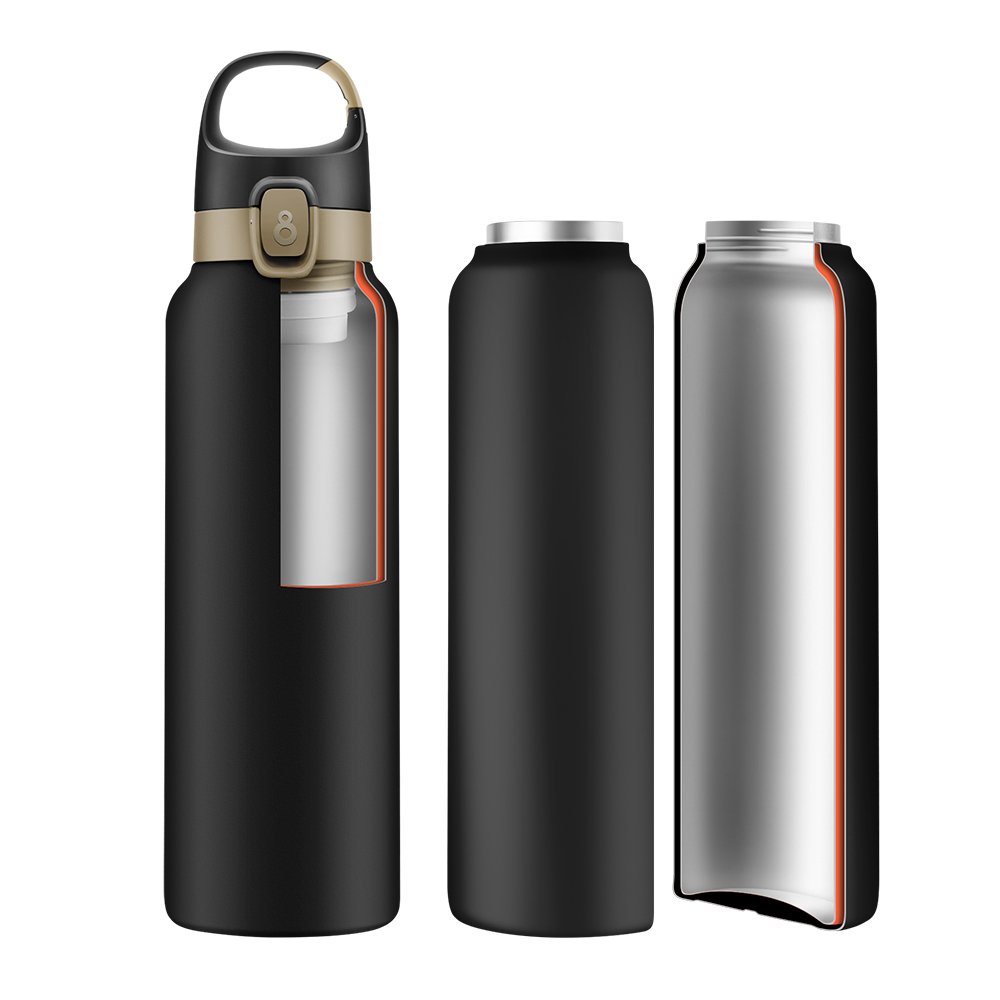 Wholesales insulated stainless steel thermos flask water bottle / thermos vacuum flask with Handle and Carabine