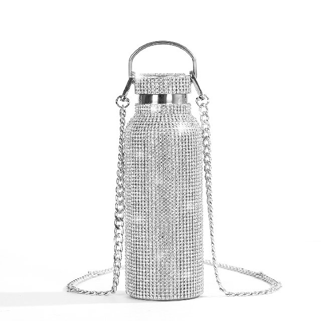 Diamond Bling Bling bottles Fashion Girl diamond tumbler Rhinestone Vacuum Flask 750ml Leak-Proof Water Bottle