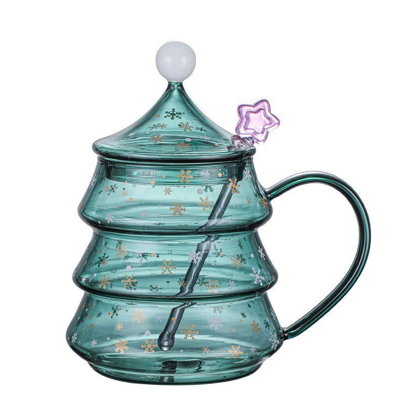 2023 New Christmas tree shape single-layer glass cup coffee mugs