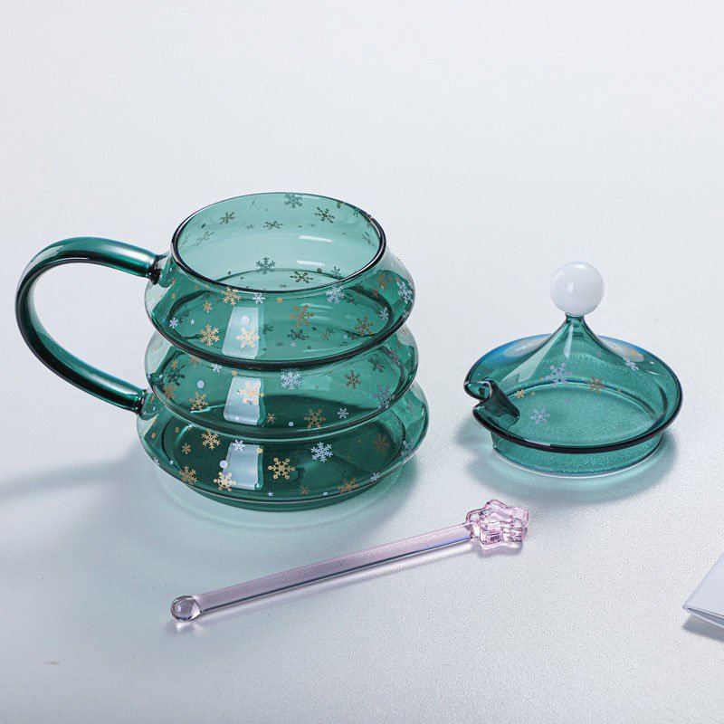 2023 New Christmas tree shape single-layer glass cup coffee mugs