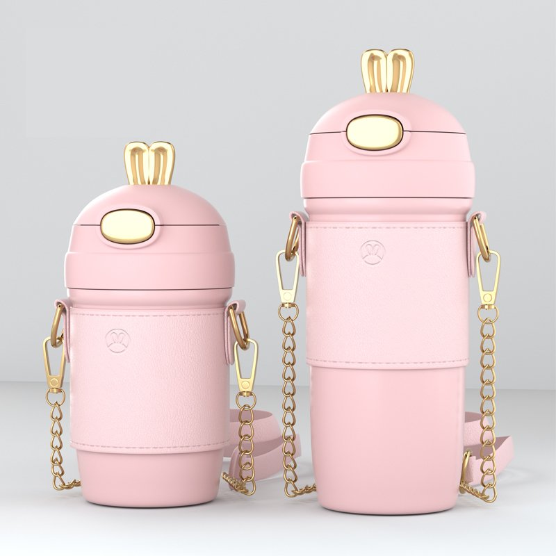 Custom 316 Stainless Steel Aquaflask Double Wall Portable Straight Insulation Cup Water Bottle With Straw & Rope for Women