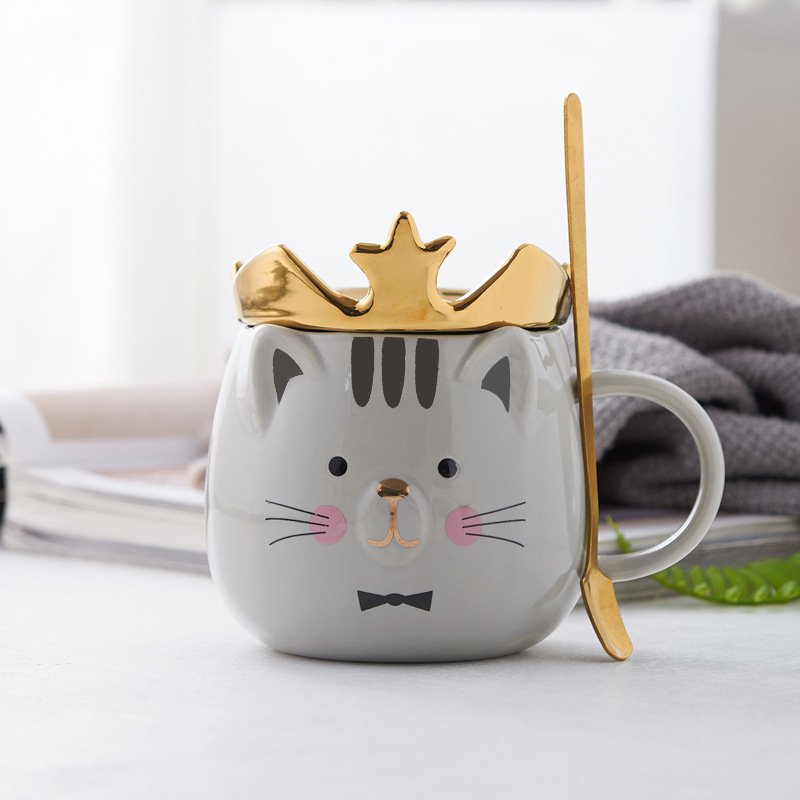 NEWSTAR Cute Cat Mug Kids Pink Coffee Mug Creative Animal Ceramic Cup, Christmas Valentine's Day Birthday Gifts
