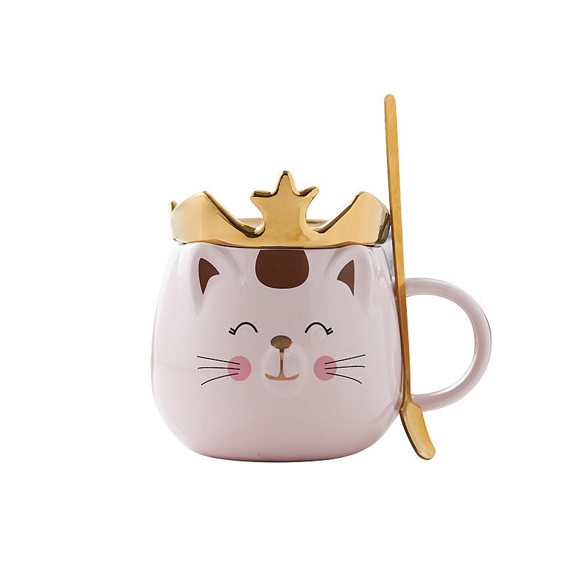 NEWSTAR Cute Cat Mug Kids Pink Coffee Mug Creative Animal Ceramic Cup, Christmas Valentine's Day Birthday Gifts