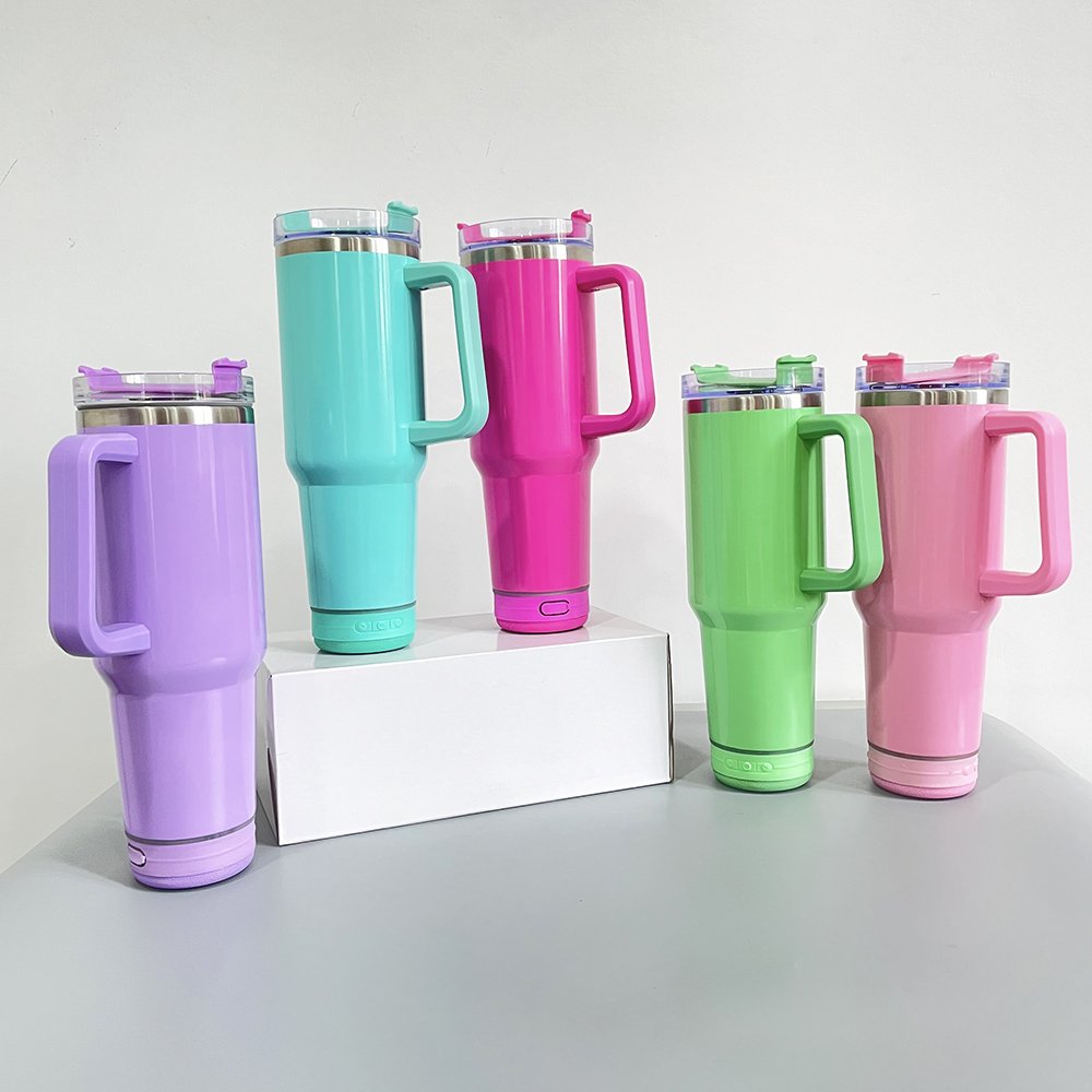 US warehouse 40oz stainless steel multi colorful music speaker mug cup 40 oz macaron adventure tumbler for DTF UV transfer wraps