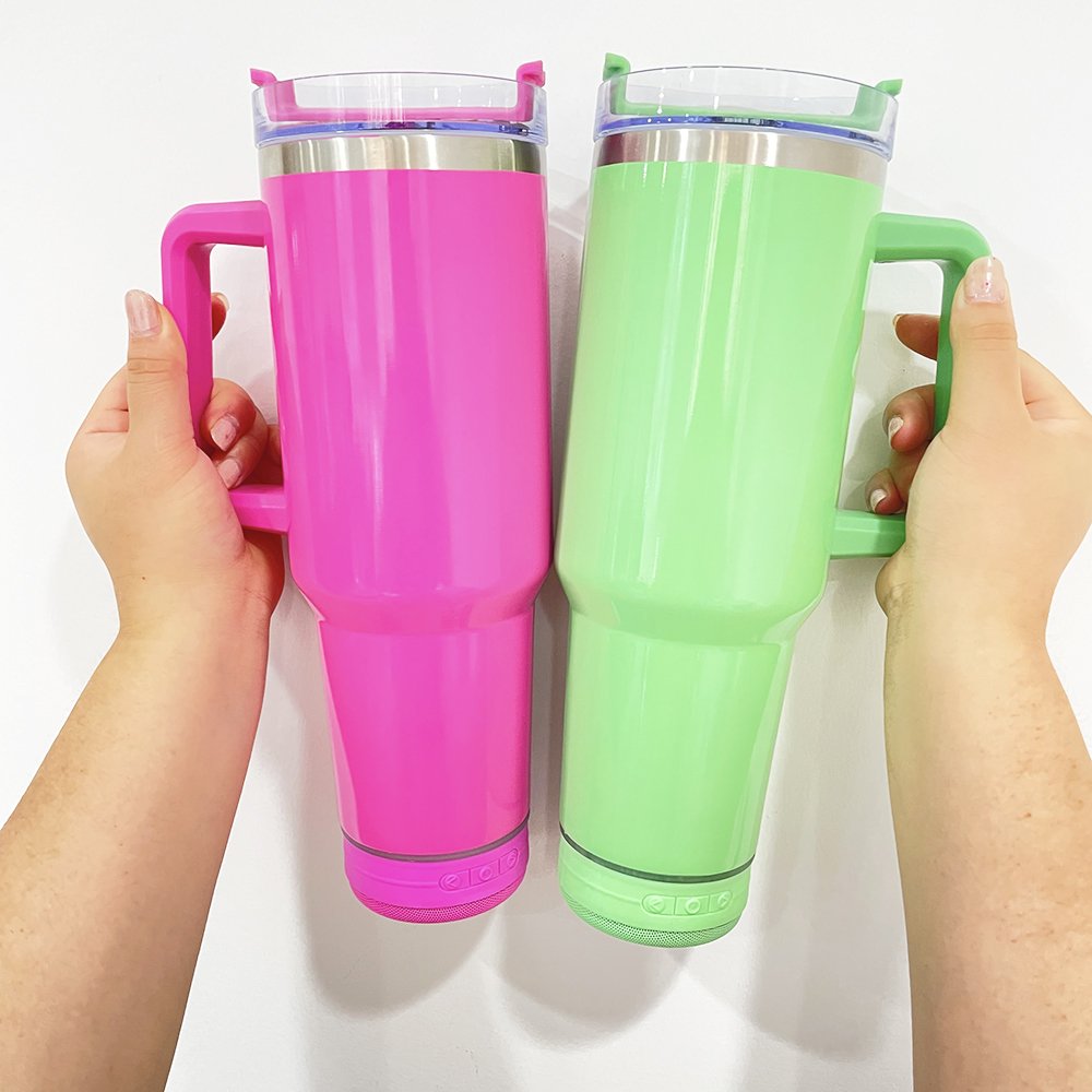 US warehouse 40oz stainless steel multi colorful music speaker mug cup 40 oz macaron adventure tumbler for DTF UV transfer wraps