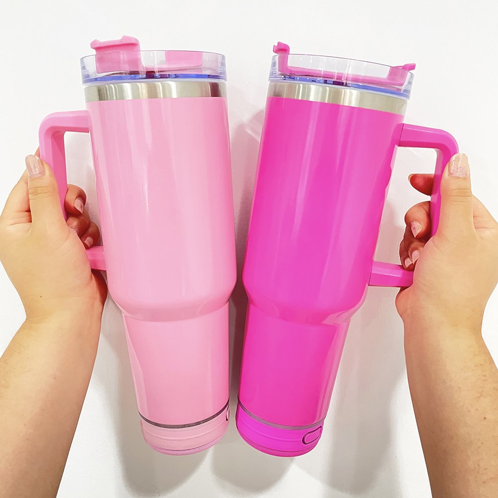 US warehouse 40oz stainless steel multi colorful music speaker mug cup 40 oz macaron adventure tumbler for DTF UV transfer wraps