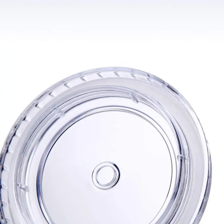 Wholesale 12oz 16oz 24oz plastic clear double wall transparent Water bottle Reusable Travel Coffee Mug with straw and lids