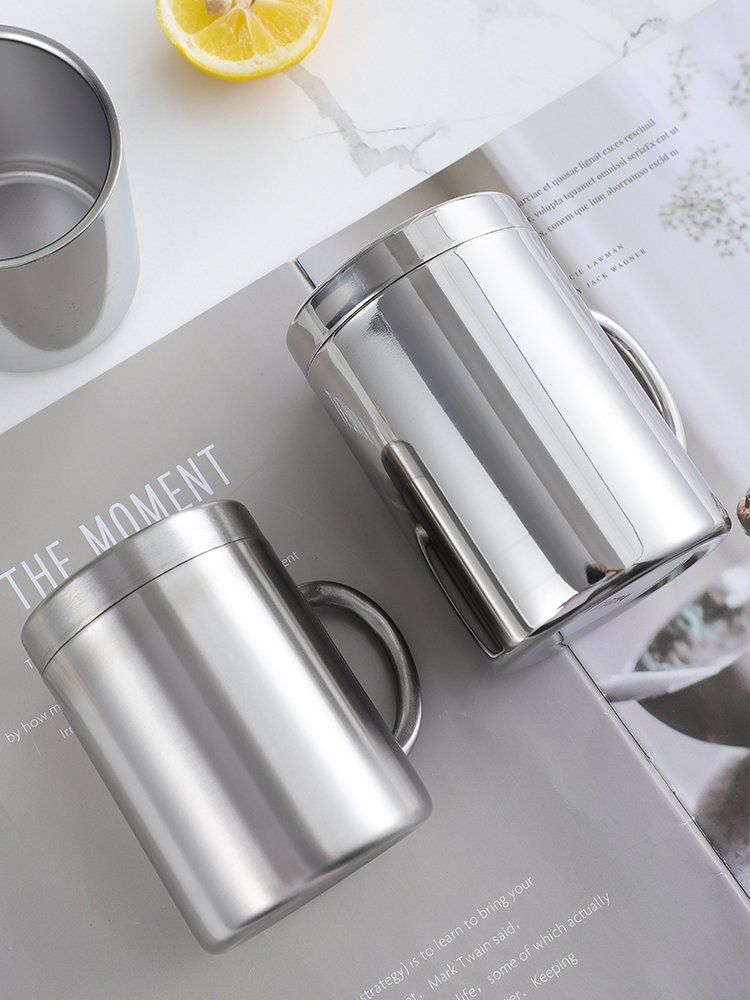 Coffee Mug Drinking Water Cups Eco-friendly Double Wall Insulated Stainless Steel Mugs Modern Business Gifts Steel Cup with Lid