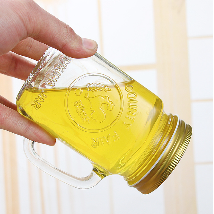 16 oz Glass mason jar with metal lid glass drinking cup drinking glass mug with straws