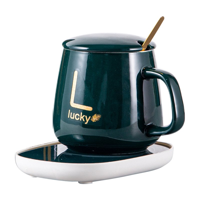 USB Office Home Gift Smart Ceramic warm cup with heating coaster Temperature Control Water Coffee Mug Set