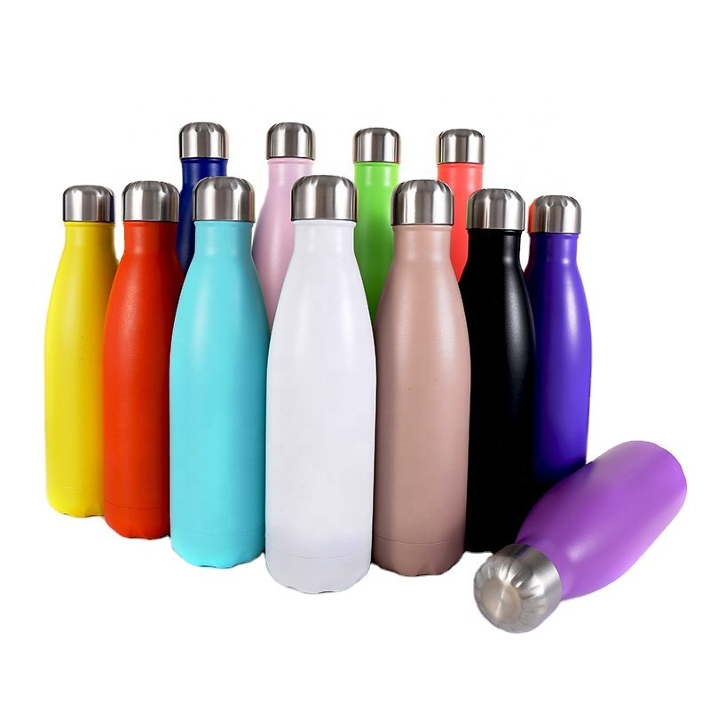 Wholesale Engravable Insulated Stainless Steel Cola Shaped Powder coating Water Bottle with Custom Logo