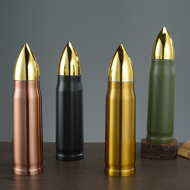 Custom Logo 17oz 500ml vacuum Flask Rifle Style Lovers Gifts Souvenir Bullet Shaped Thermo tumbler Water Bottle