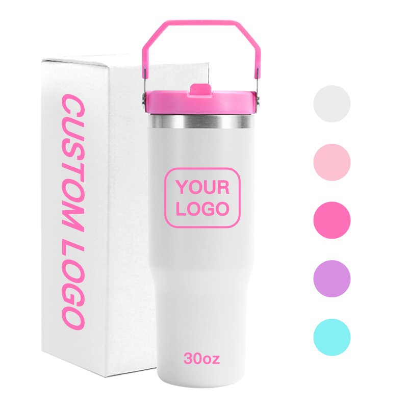 China warehouse flip straw 30oz vacuum flask water bottle stainless steel sublimation blank tumblers 25pcs/case