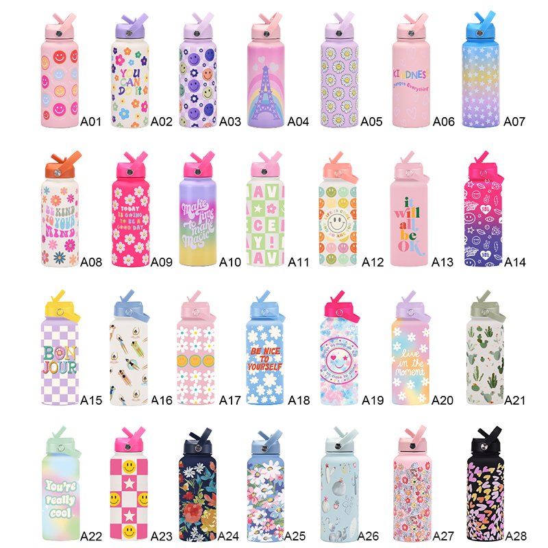 32 oz stainless steel Insulated vacuum flask matte rubber powder coated portable fancy water bottles
