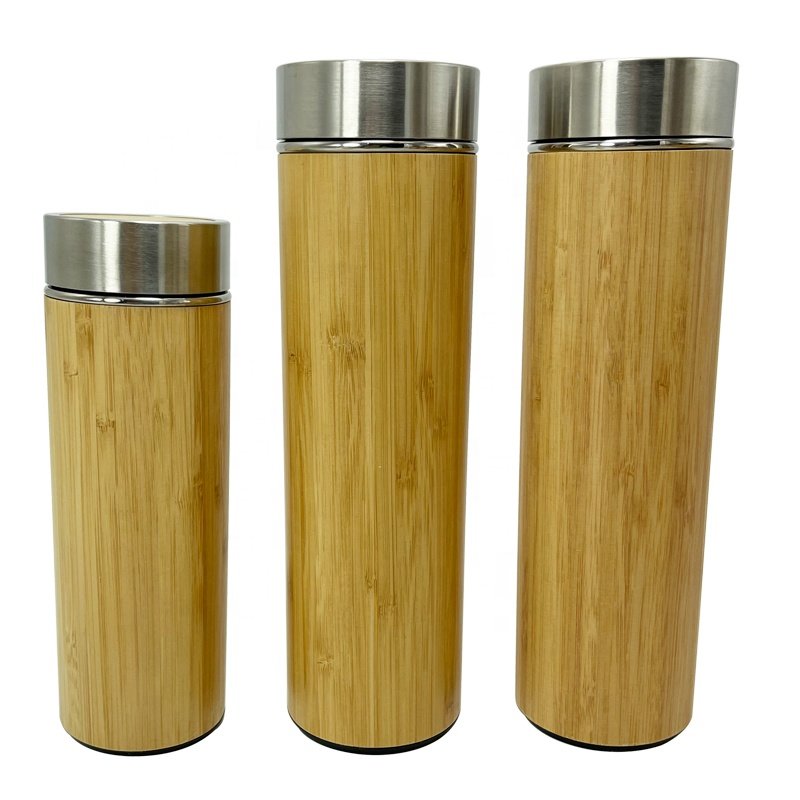 304 stainless steel inner vacuum insulated isothermal outdoor bamboo coating tea flask with infuser