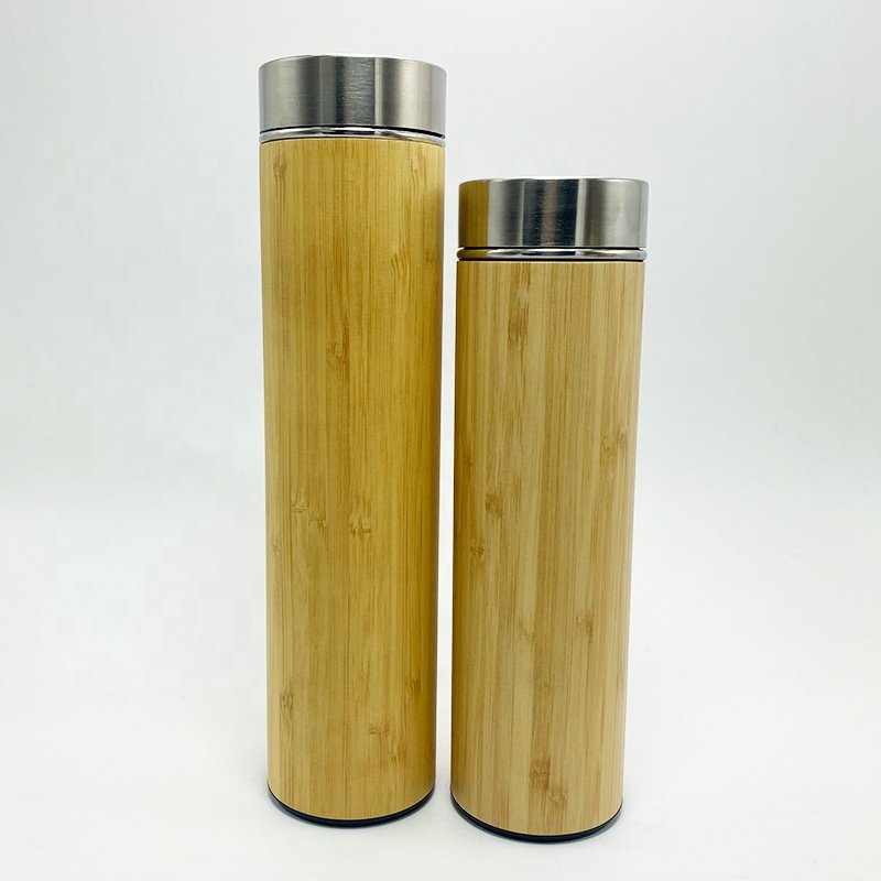 304 stainless steel inner vacuum insulated isothermal outdoor bamboo coating tea flask with infuser