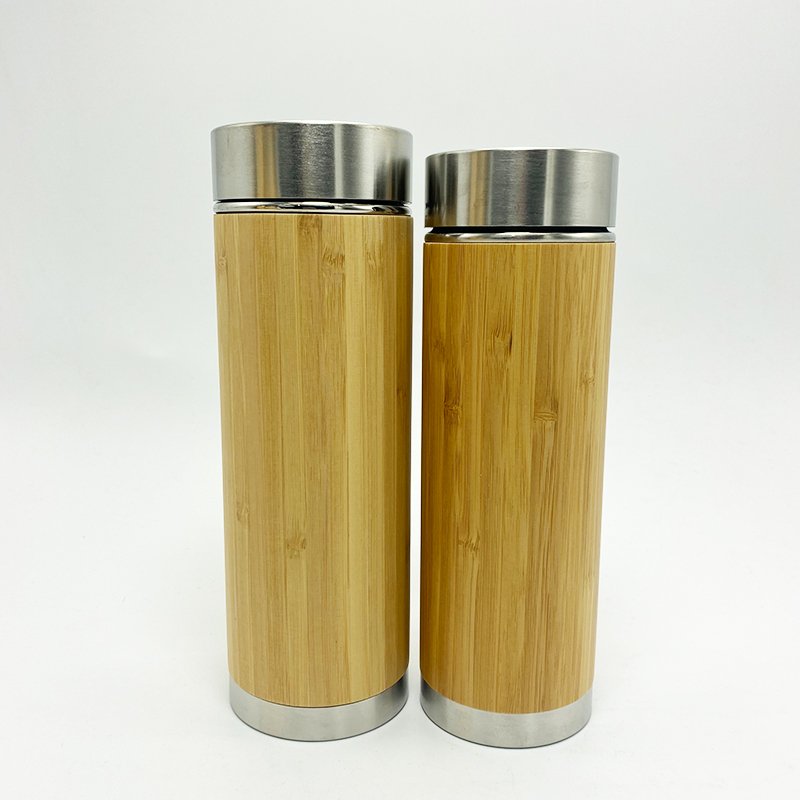 304 stainless steel inner vacuum insulated isothermal outdoor bamboo coating tea flask with infuser