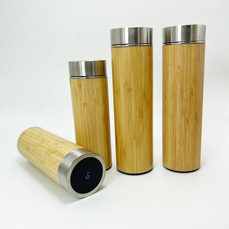 304 stainless steel inner vacuum insulated isothermal outdoor bamboo coating tea flask with infuser