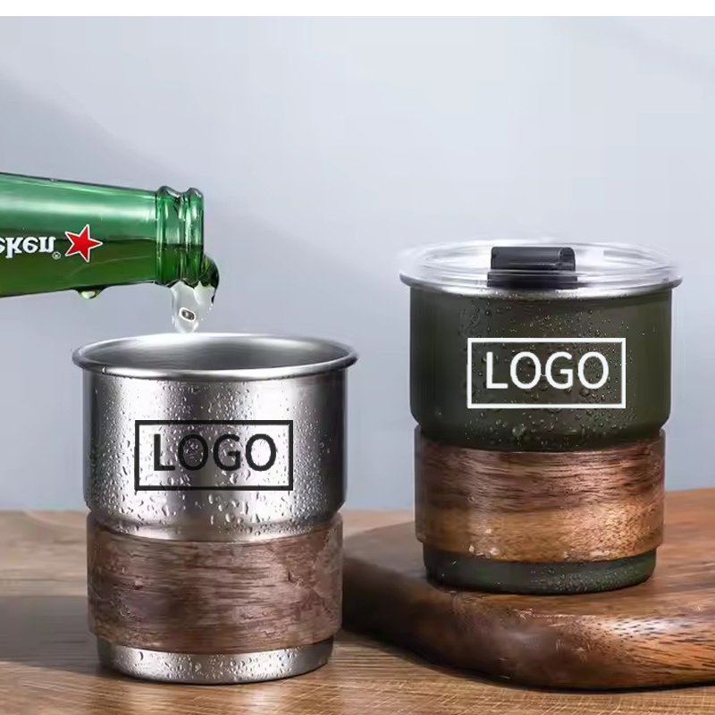 Take Away Coffee Cups for Tea Coffee Juice 300ML Stainless Steel Coffee Mug Tumbler Stack Cups with Ironing Camping