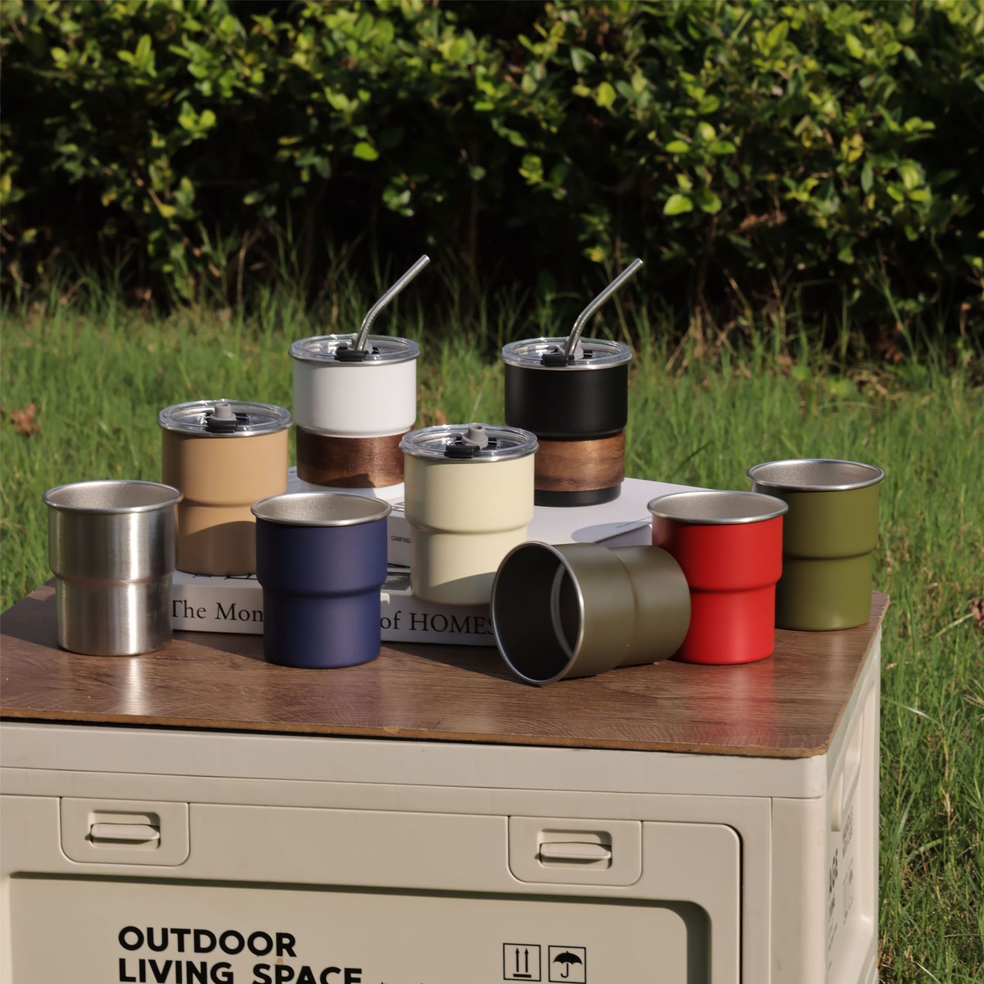 Take Away Coffee Cups for Tea Coffee Juice 300ML Stainless Steel Coffee Mug Tumbler Stack Cups with Ironing Camping