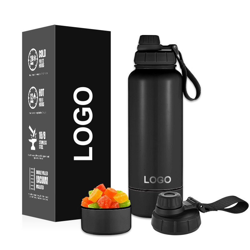 Eco-Friendly double wall custom logo wide mouth vacuum insulated drink sport stainless steel water bottle