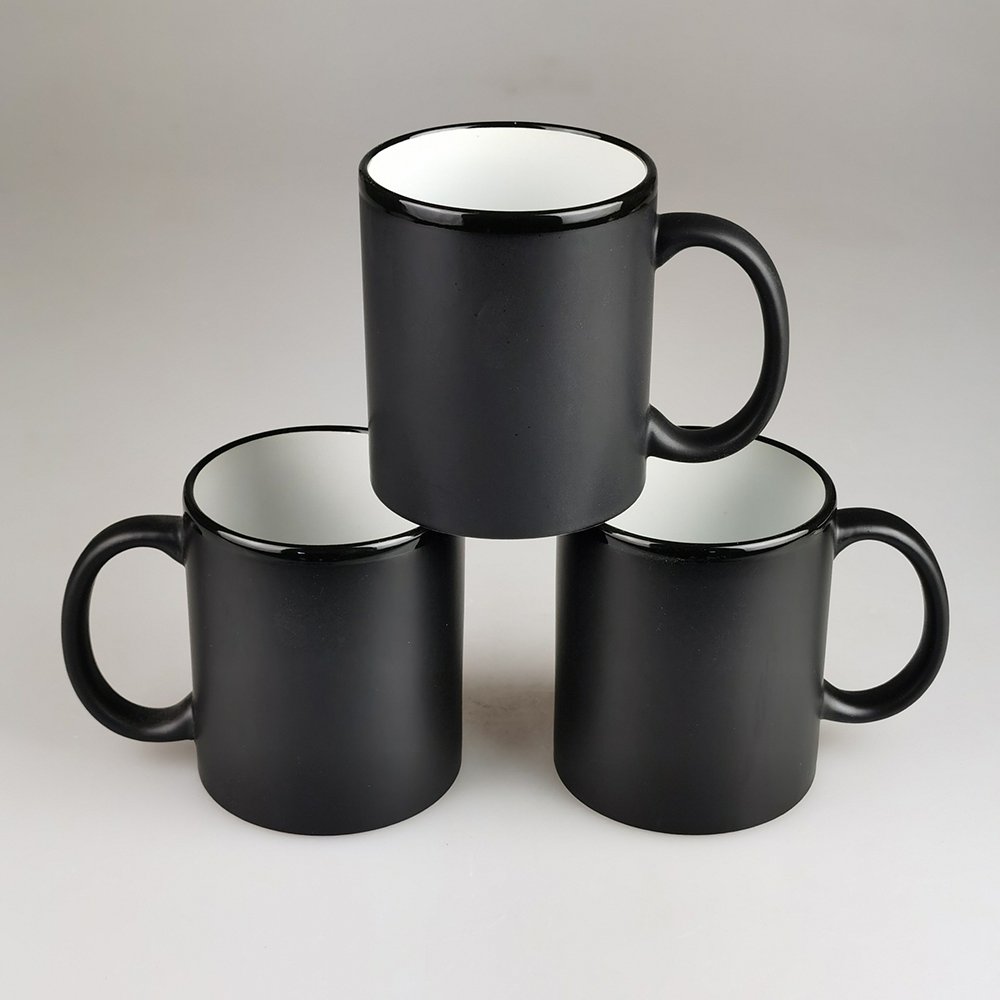 Creative Custom Blackboard Memo Message Writable Ceramic Chalk Mug Childrens' Gift Matte Black Cup 11Oz