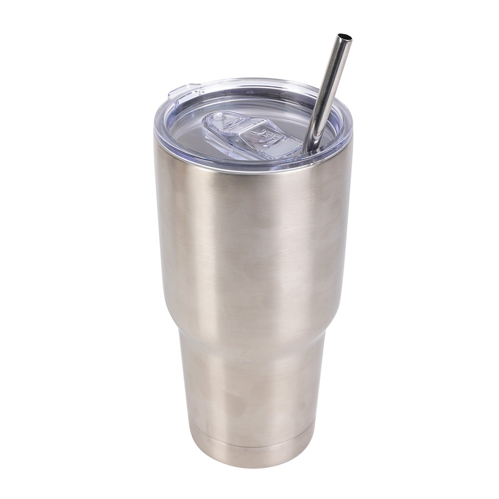 Grink 30oz 900ml Double Wall Vacuum Beer Mug Stainless Steel Insulated Car Water Bottle with Straw