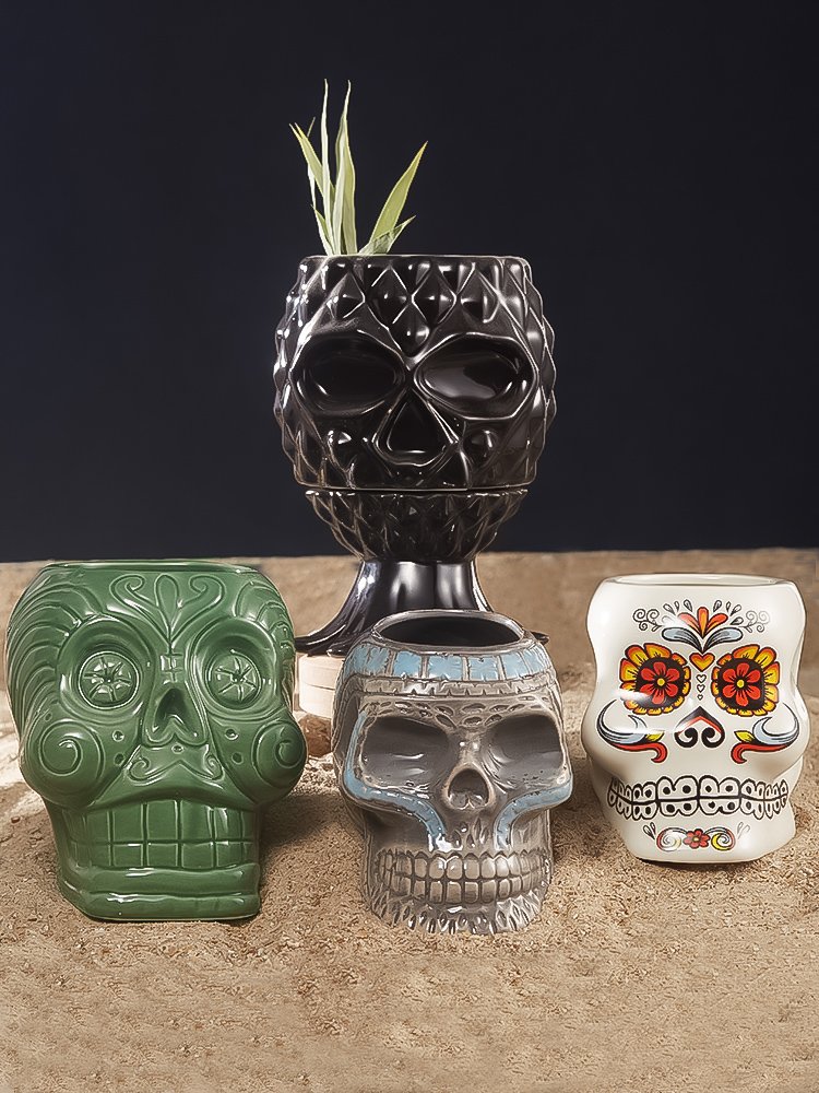 Custom Acceptable Fancy 3D Pineapple Tiki Cup Ceramic Tiki Skull Mug
