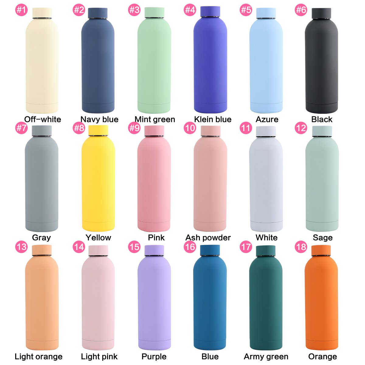Custom Logo Blue 500ml Drinking Bottle Double Wall Vacuum Stainless Steel Drink Flask Termos Insulated Sport Water Bottle