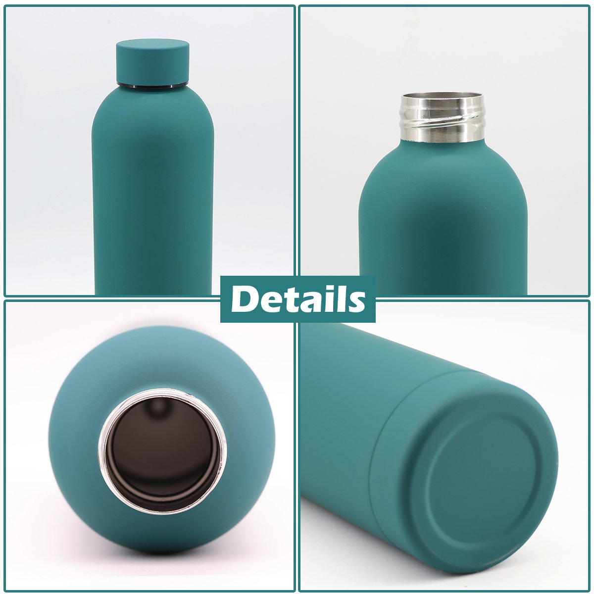 Custom Logo Blue 500ml Drinking Bottle Double Wall Vacuum Stainless Steel Drink Flask Termos Insulated Sport Water Bottle