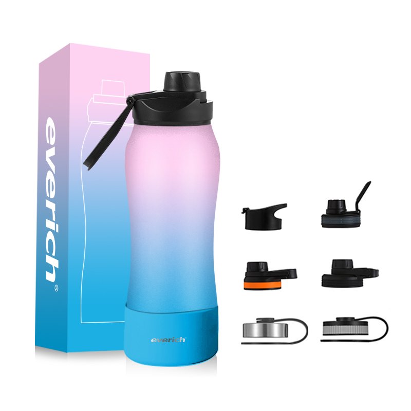 New Design Travel Double Wall Stainless Steel Vacuum Flask Insulated Water Bottles with Silicone Bottom