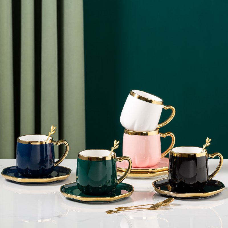 2024 Creative Phnom Penh 300ML Porcelain Espresso Cup With Spoon And Saucer Luxury Elegant Afternoon Tea Cup Set Coffee Mug