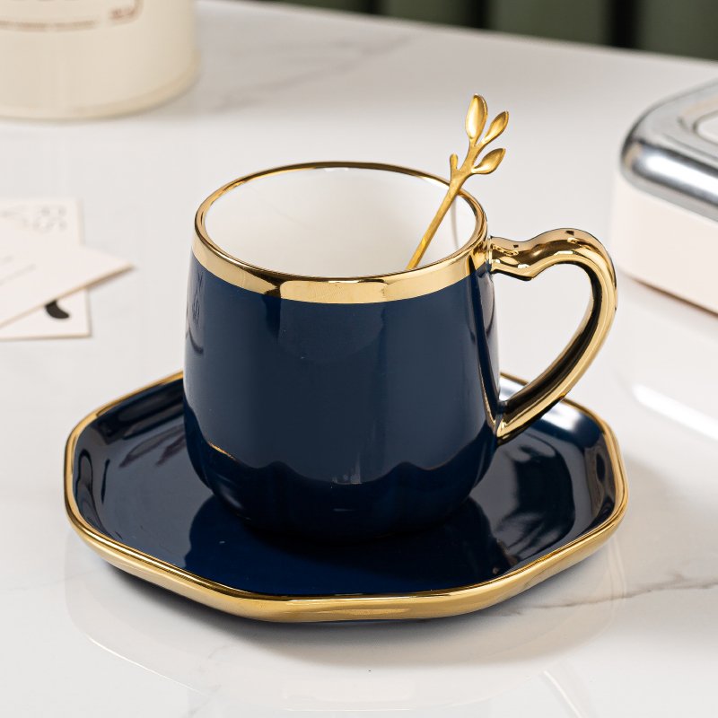 2024 Creative Phnom Penh 300ML Porcelain Espresso Cup With Spoon And Saucer Luxury Elegant Afternoon Tea Cup Set Coffee Mug