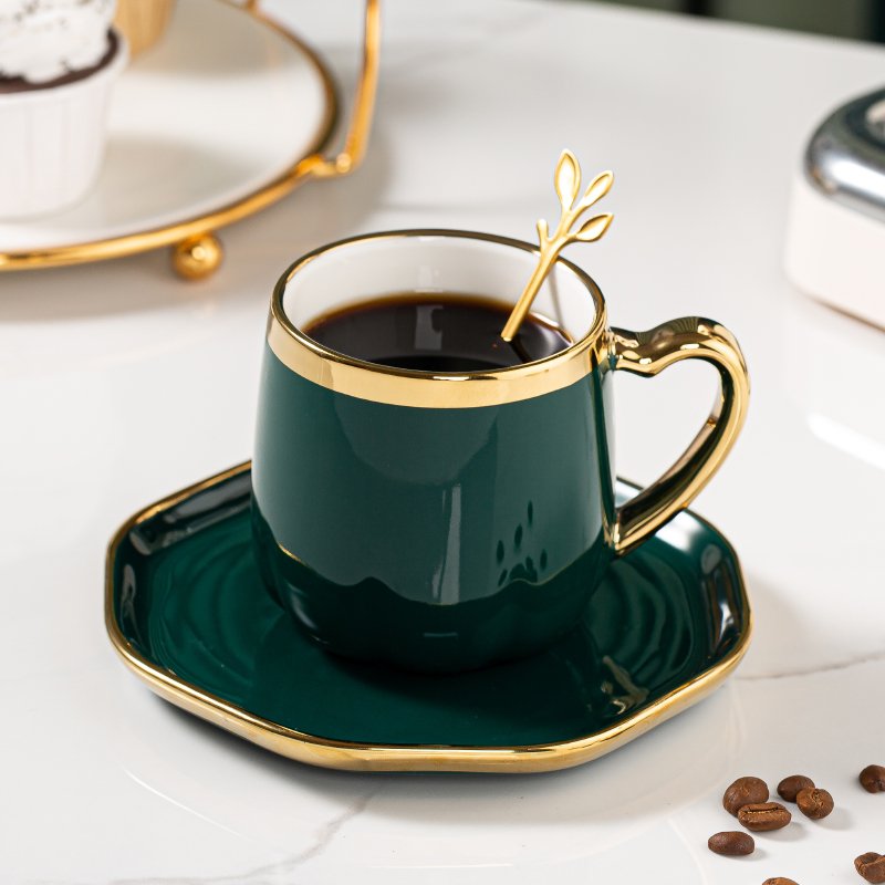2024 Creative Phnom Penh 300ML Porcelain Espresso Cup With Spoon And Saucer Luxury Elegant Afternoon Tea Cup Set Coffee Mug