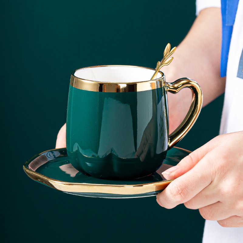 2024 Creative Phnom Penh 300ML Porcelain Espresso Cup With Spoon And Saucer Luxury Elegant Afternoon Tea Cup Set Coffee Mug