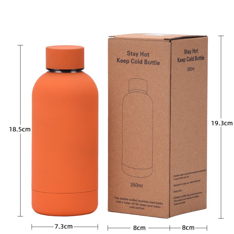 Custom Logo 350ml Soft Touch Double Wall Vacuum Flask Stainless Steel Cup Thermal Water Bottle Vacuum Insulated Water Bottle
