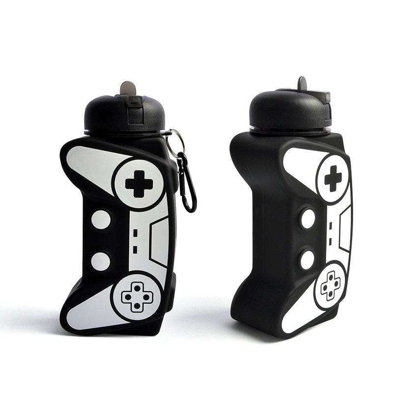 600ml Gamepad Game Controller Shape Cartoon Straw Kid Water Bottle