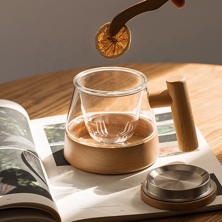 Vintage Clear Branded Wholesale Magnetic Glass Mug Light Cups Set With Lids