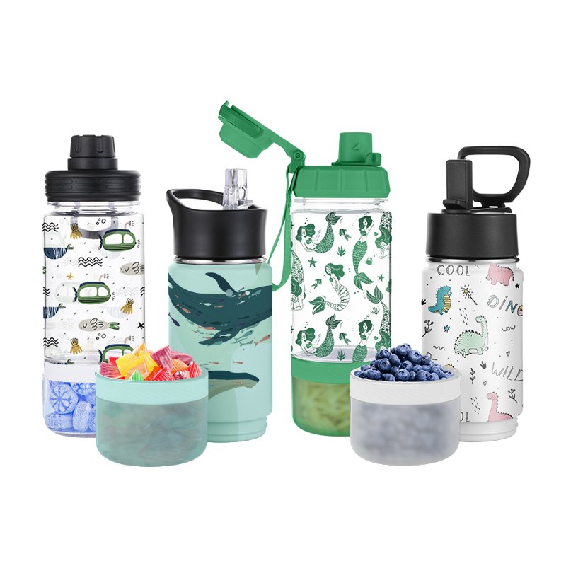 Cartoon Cute Stainless Steel Water Bottle For Kids Baby Children Student Outdoor Portable Glasses Bear Vacuum Flask With Straw