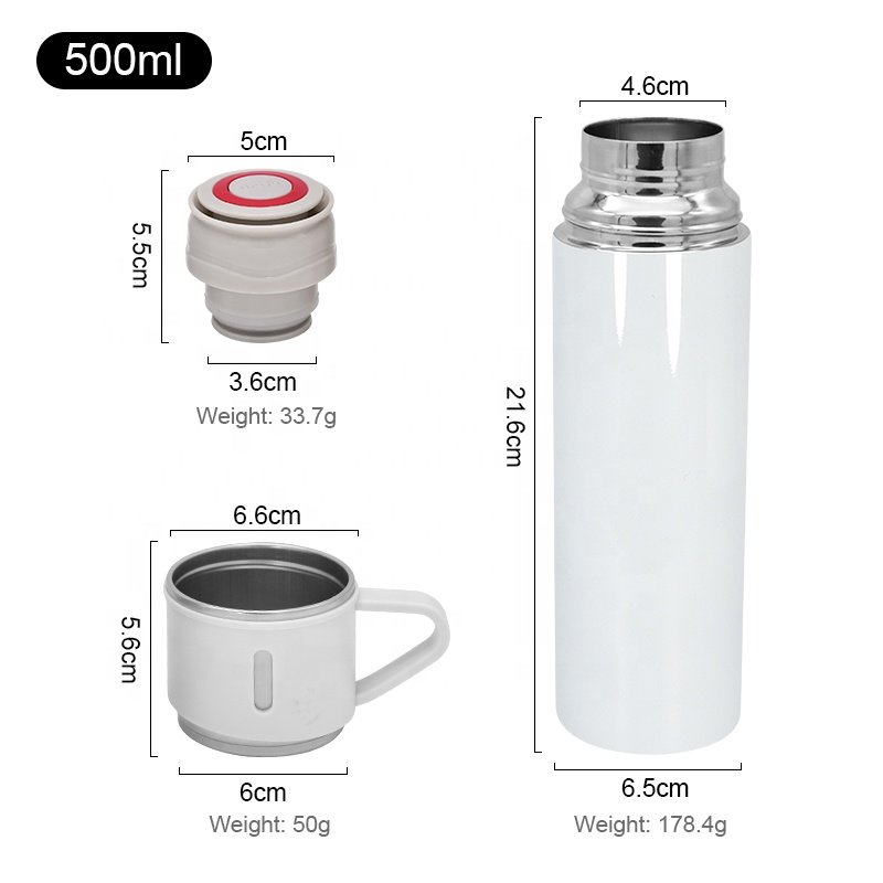 High Quality 500ml Stainless Steel Vacuum Thermos Flasks Coffee Tumbler Water Bottle Blanks Gift Set For Sublimation Blanks