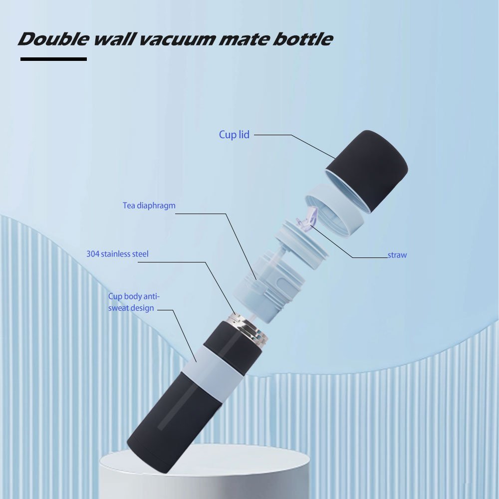Wholesale Tea Flask Double Wall Stainless Steel Yerba Thermos Insulated Vacuum Wide Mouth Water Bottles